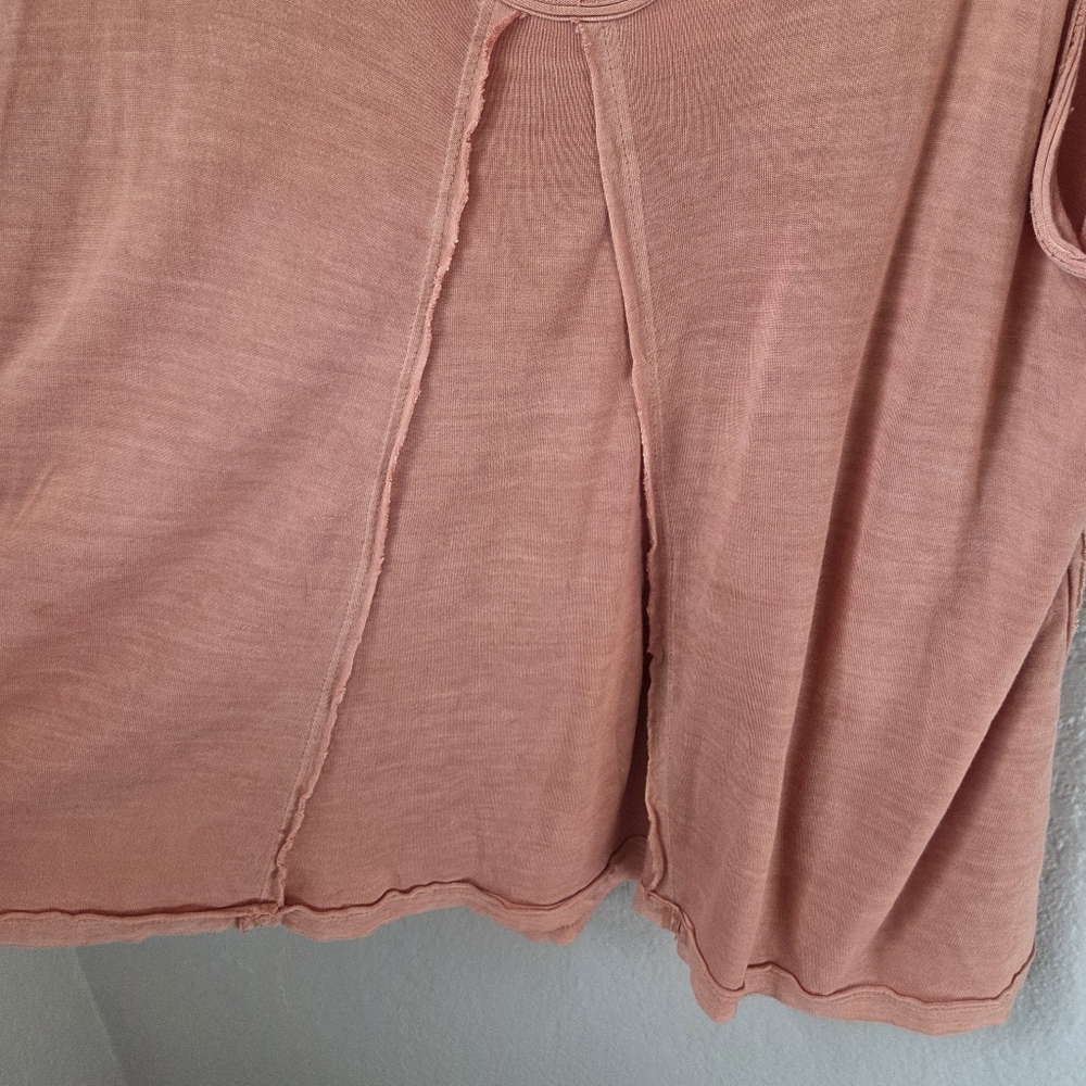 Free People We The Free Sz M Cami Tank Top Raw Edge Orange Stretch 100%Viscose - Picture 12 of 13